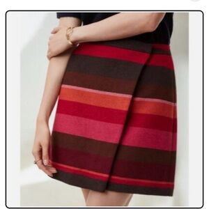 Loft Striped Red and Brown Skirt